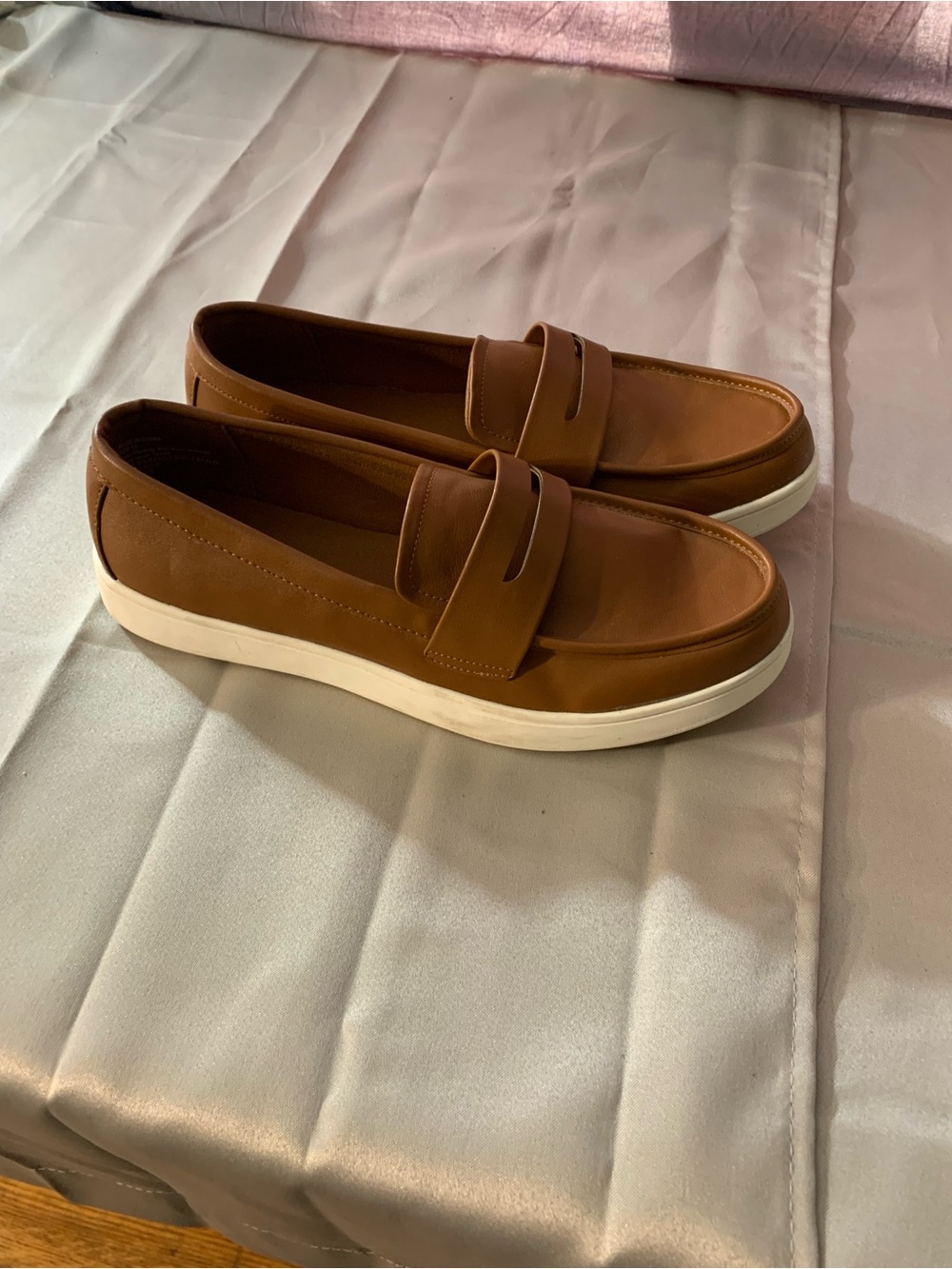 Avenue Tan Slip-On Penny Loafers with White Sole B23